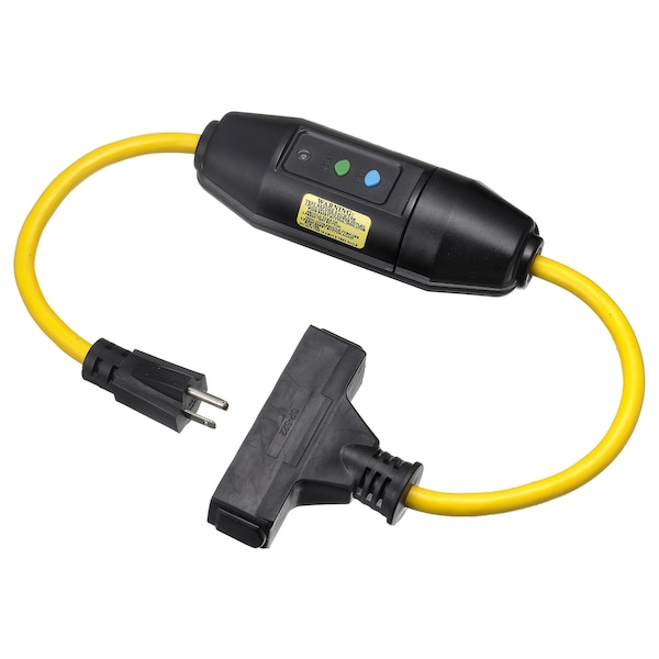 Hubbell Wiring Device-Kellems This In-Line GFCI is rated for 15 Amps at 125V AC. Product is available with an automatic or manual "Safe-Start" reset features. Product variations include single and triple power tap configurations. GFPIL15125TRIA - main